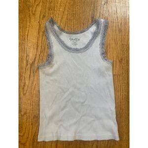 Brandy Melville lace-trimmed baby blue ribbed tank